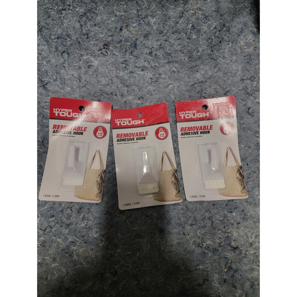 Hyper Tough Removeable Adhesive Hooks Set of 3